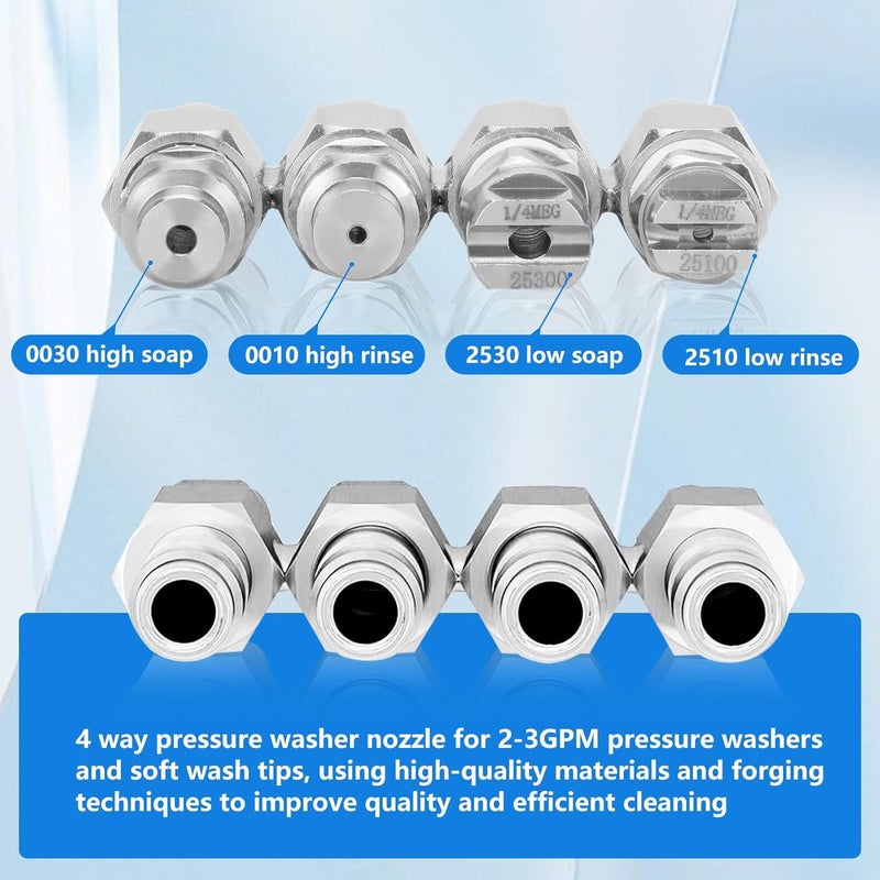 phabcf 4 Way Rod Nozzle suitable for 2-3 GPM Rod Pressure Washer Nozzle - Image 3